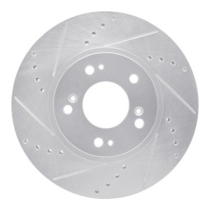 Mitsubishi Grandis Brake Rotor (1) - Front Left - R1 Concepts - Drilled & Slotted - Silver - `04-`11